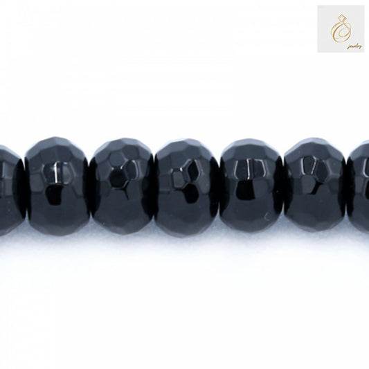 Black Agate Faceted Abacus Beads - 4x6mm, 38-40cm Strand