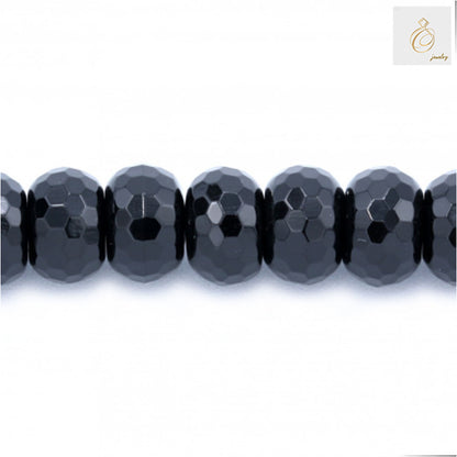 Black Agate Faceted Abacus Size 8x12mm 38-40cmStrand - Image