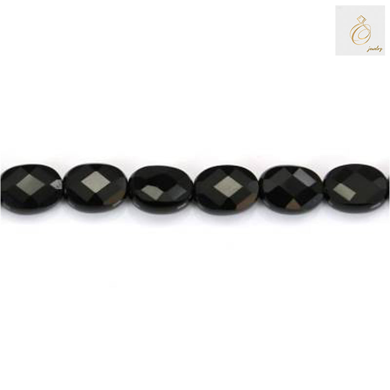 Black Agate Faceted Oval Gemstone - 6x8mm 38-40cmStrand for Jewelry Design