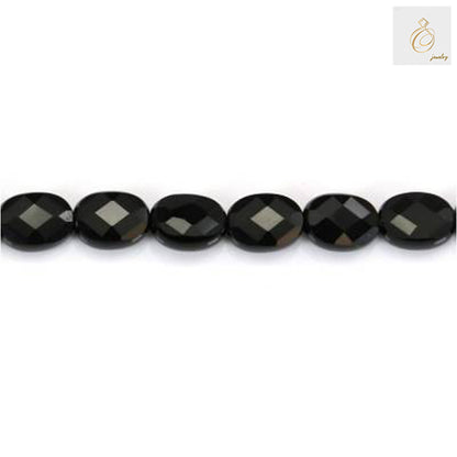 Black Agate Faceted Oval Gemstone - 6x8mm 38-40cmStrand for Jewelry Design