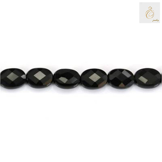 Black Agate Faceted Oval Gemstone - 6x8mm 38-40cmStrand for Jewelry Design