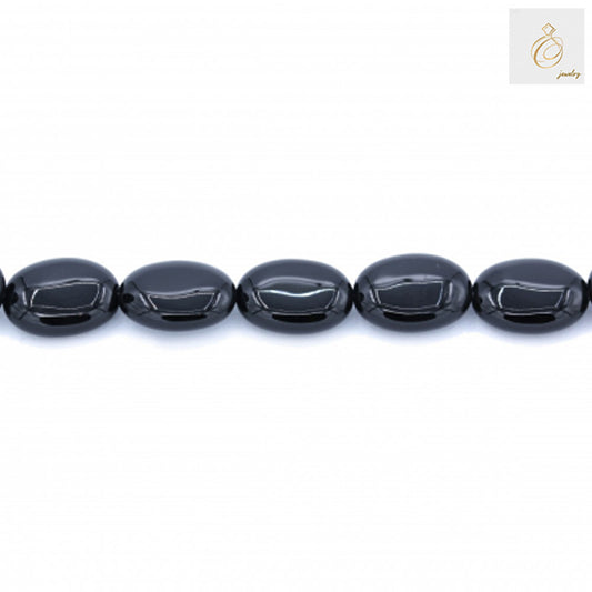 Black Agate Flat Oval Beads Strand - 13x18mm - 38-40cm Long