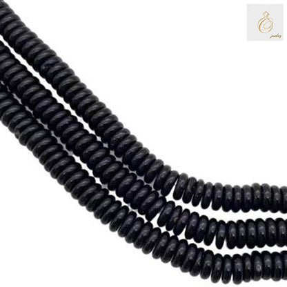 Black Agate Heishi Beads - Size 2x6mm, 38-40cm Strand