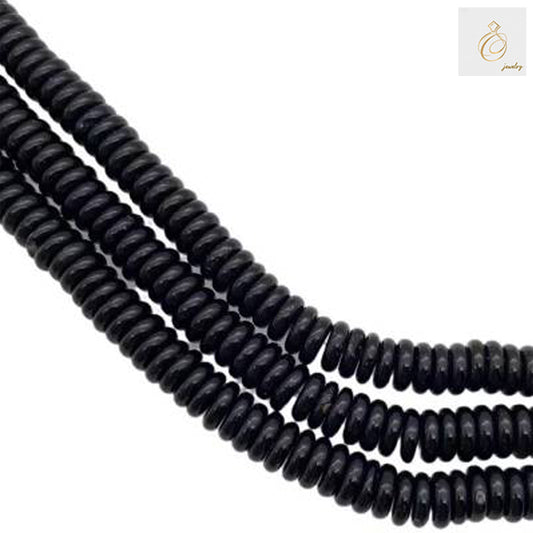 Black Agate Heishi Beads - Size 2x6mm, 38-40cm Strand