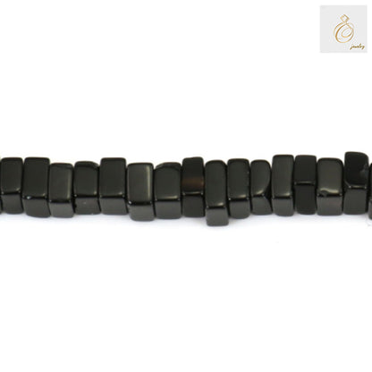 Black Agate Square Beads - 2x4mm - Single strand detail view for jewelry making