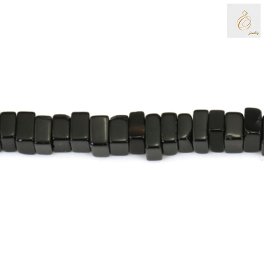 Black Agate Square Beads - 2x4mm - Single strand detail view for jewelry making