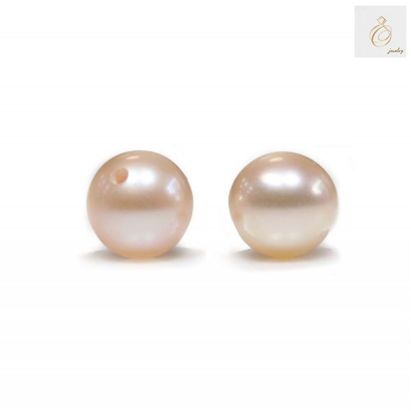 Champagne freshwater cultured pearls half drilled round 6-6.5mm - main product image showing pearl luster and color