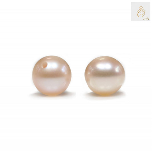 Champagne freshwater cultured pearls half drilled round 6-6.5mm - main product image showing pearl luster and color