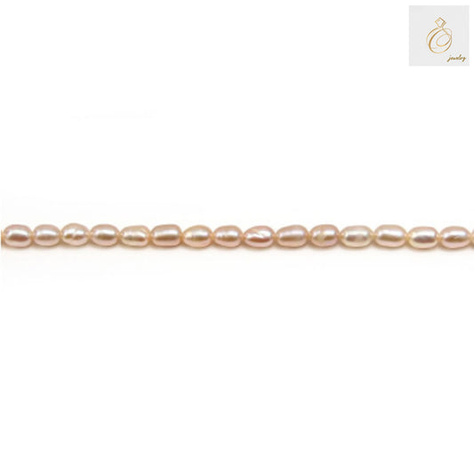 Champagne freshwater cultured pearl strand with oval 3.5-4mm pearls, 39-40cm length