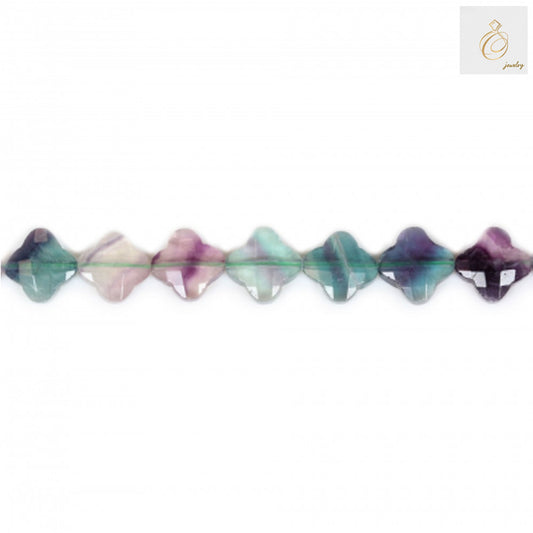 Natural fluorite faceted flower beads 13mm diameter on white background"
"Purple fluorite gemstone beads with flower-shaped faceted cut"
"Close-up of fluorite flower beads showing faceted surface detail"
"39cm strand of natural fluorite flower beads for jewelry making