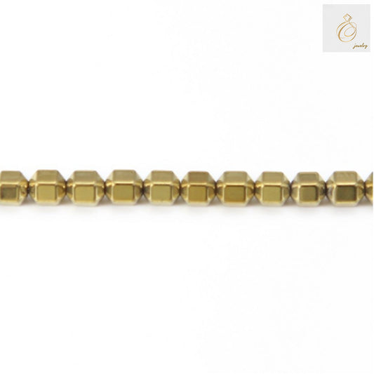Golden hematite cylinder beads 4mm diameter with 0.8mm holes arranged on 39-40cm strand for jewelry making
