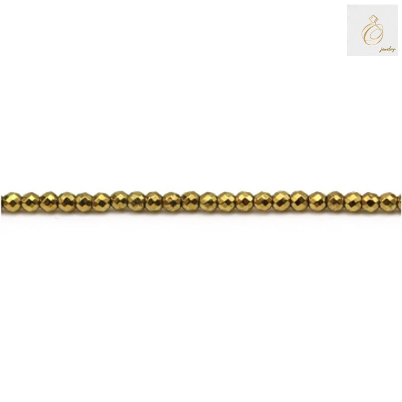 Golden hematite faceted round beads, 2mm diameter, 39-40cm strand, premium gemstone beads for jewelry making