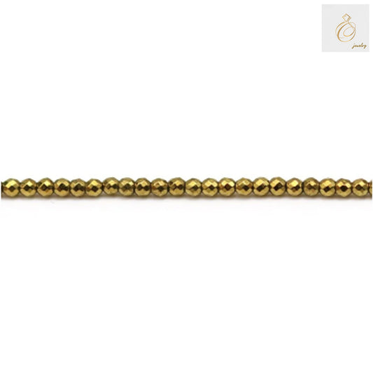 Golden hematite faceted round beads, 2mm diameter, 39-40cm strand, premium gemstone beads for jewelry making
