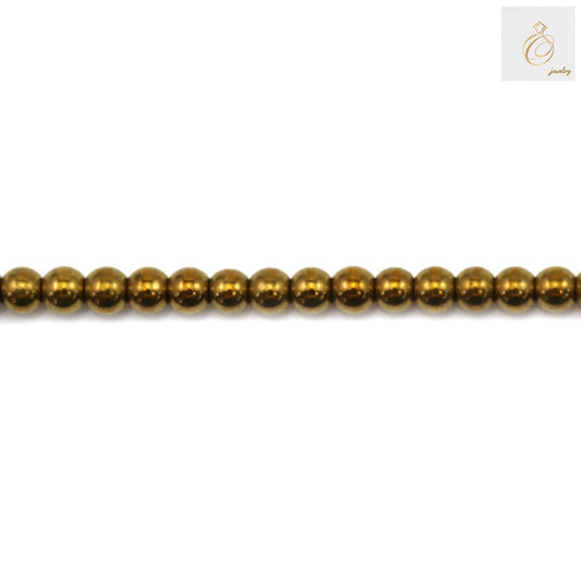 Golden hematite round beads 2mm diameter with metallic finish displayed on white background