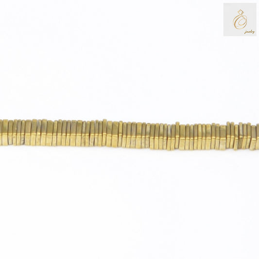 Golden hematite square beads 1x4mm with 0.8mm holes on 39-40cm strand for jewelry making