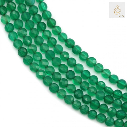 Green agate faceted round beads 2mm on white background"
"Close-up of green agate gemstone beads showing faceted surface
