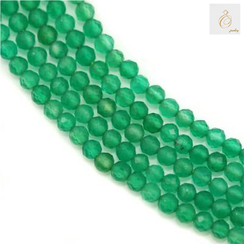 Green agate faceted round beads 2mm on strand for jewelry making"
"Natural green agate gemstone beads 2mm faceted round shape