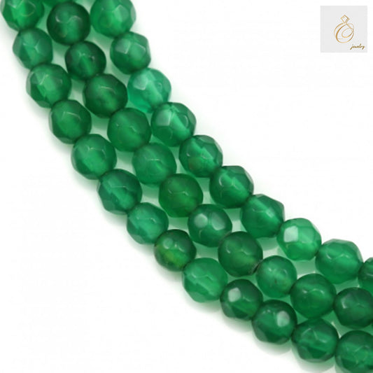 Green agate faceted round beads 4mm on strand for jewelry making"
"Natural green agate gemstone beads with faceted cuts, 4mm size