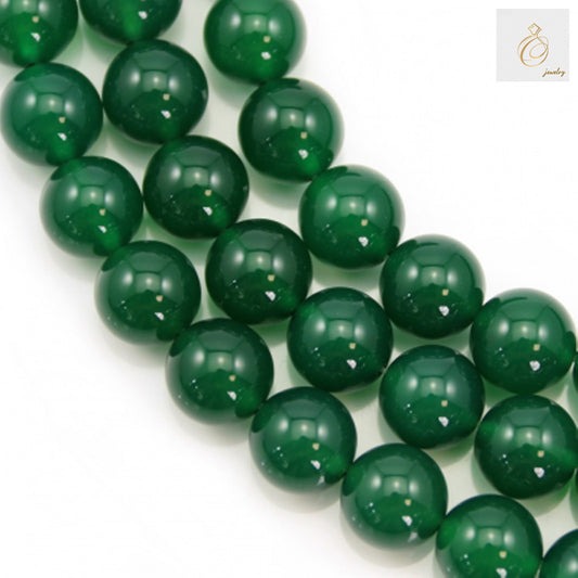 Green agate round beads 12mm on strand for jewelry making"
"Natural green agate gemstone beads 12mm diameter polished finish