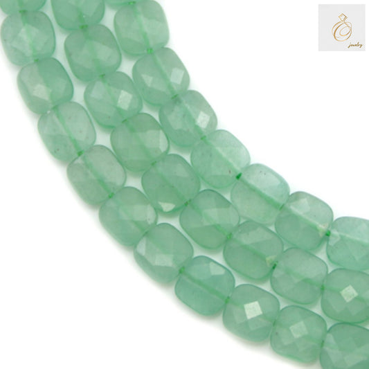 Aventurine verte carrée à facettes, taille 6 mm, fil de 39 à 40 cm