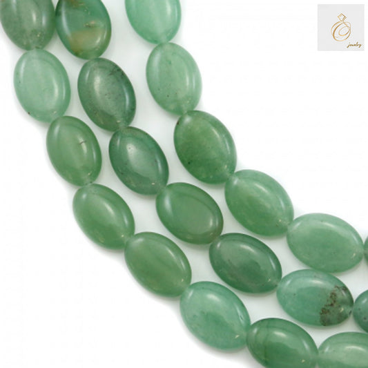 Aventurine verte ovale, taille 10 x 14 mm, fil de 39 à 40 cm