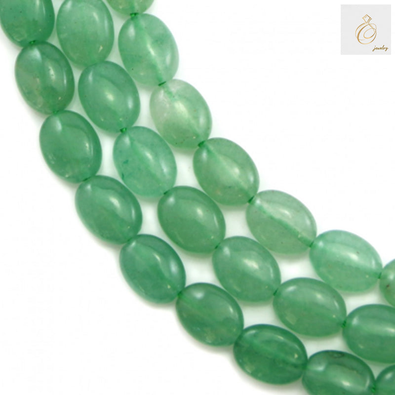 Aventurine verte ovale, taille 6 x 8 mm, fil de 39 à 40 cm