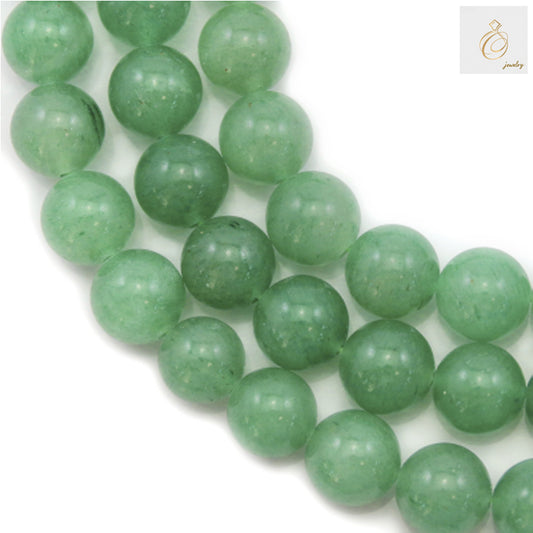 Aventurine verte ronde, taille 12 mm, fil de 39 à 40 cm