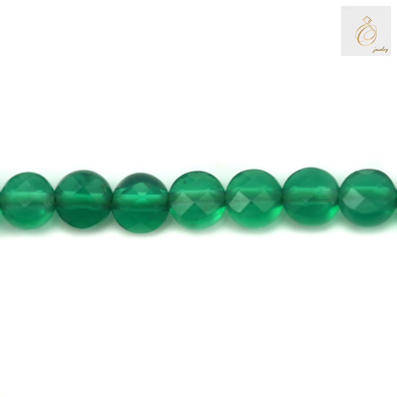 15.5 inch strand of green agate beads for jewelry making