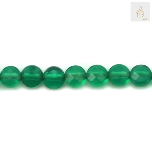 15.5 inch strand of green agate beads for jewelry making