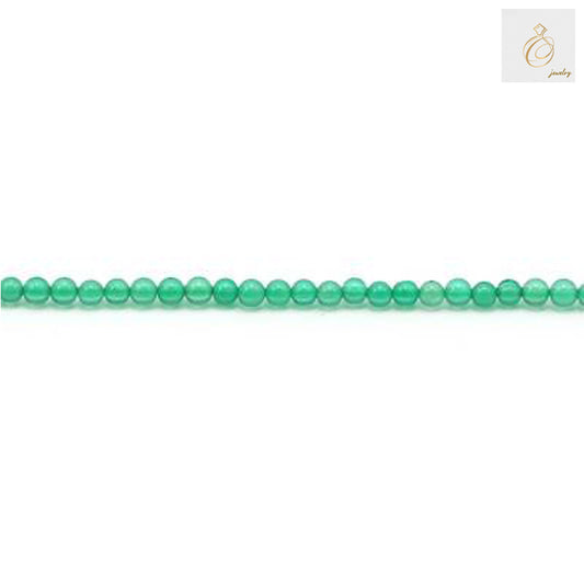 Close-up view of 2mm green agate round beads"
"Green agate beads for jewelry making and crafting