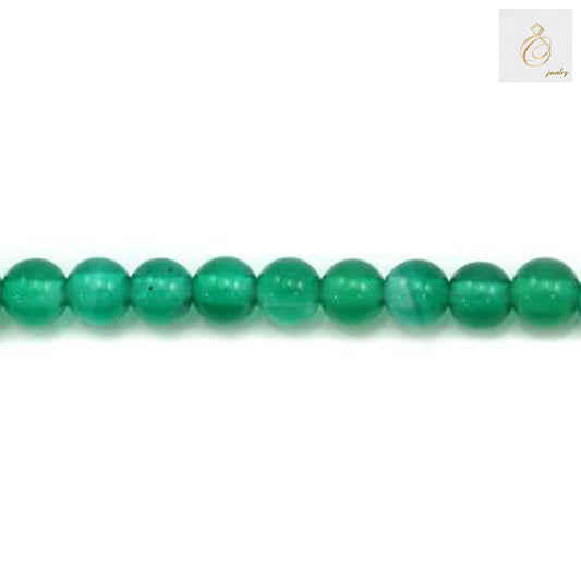 Close-up view of 3mm green agate round beads showing smooth polished surface"
"Green agate beads detail highlighting natural stone patterns and color variations