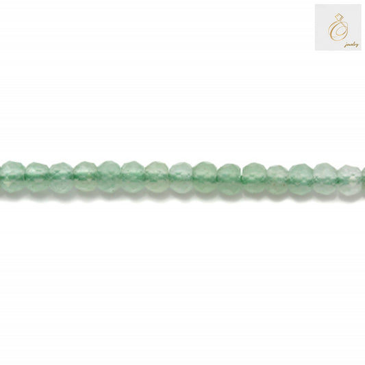 Close-up of green aventurine 2x3mm abacus shaped beads
