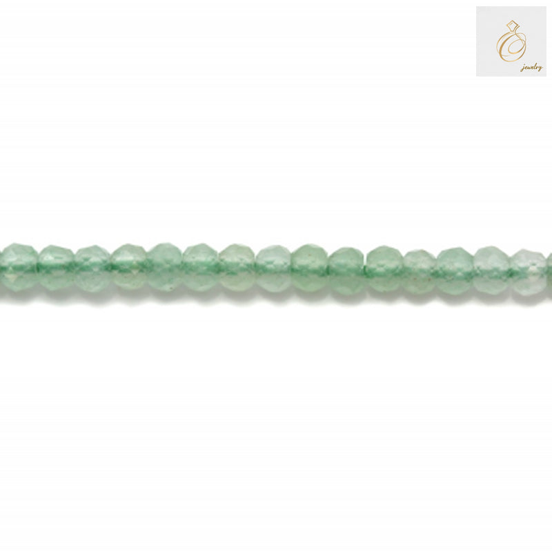 Green aventurine 2mm faceted round beads strand - full length view of 39-40cm jewelry making supplies