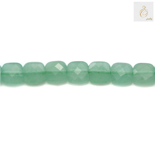 Aventurine verte carrée à facettes, taille 6 mm, fil de 39 à 40 cm