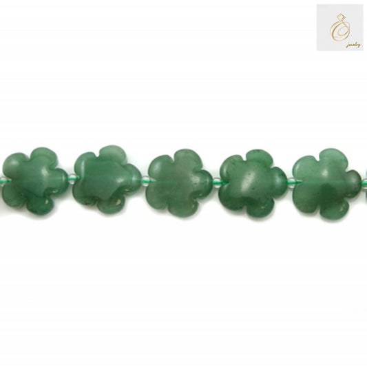 Fleur d'aventurine verte, taille 20 x 20 mm, fil de 39 à 40 cm