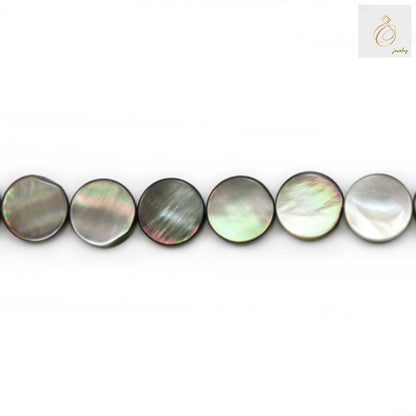 Grey mother of pearl shell beads 12mm flat round shape for jewelry making