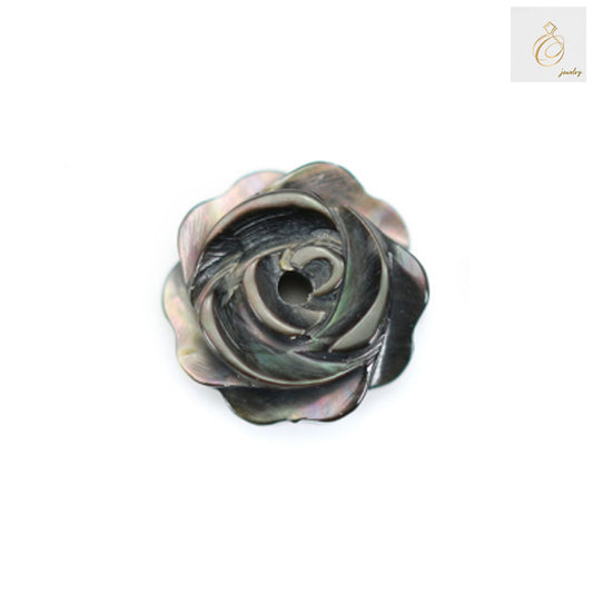 Grey mother of pearl shell flower beads 8mm diameter, set of 2 pieces for jewelry making