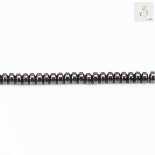 Natural hematite abacus beads 2x3mm with metallic luster on 39-40cm strand, perfect for jewelry making and beading projects