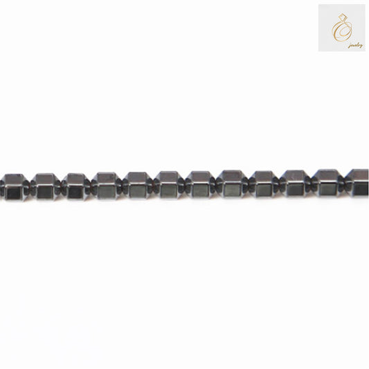 Natural hematite cylinder beads, 4mm diameter, 0.8mm hole size, 39-40cm strand, featuring metallic dark gray luster, perfect for jewelry making