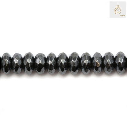 Natural hematite faceted abacus beads 2x4mm with metallic luster, perfect for jewelry making
