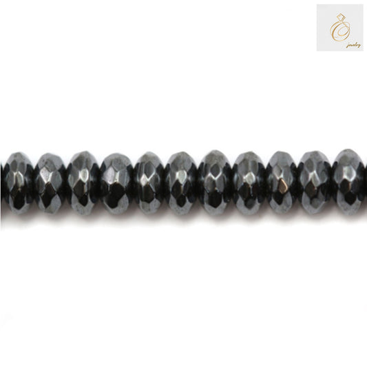 Natural hematite faceted abacus beads 2x4mm with metallic luster, perfect for jewelry making
