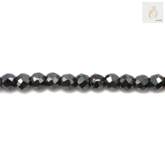 Hematite faceted round beads 3mm diameter on 15.5 inch strand for jewelry making