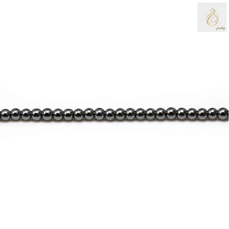 Natural hematite round beads 3mm diameter with 1mm holes arranged on a 39-40cm strand for jewelry making
