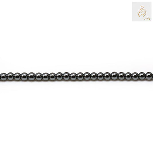 Natural hematite round beads 3mm diameter with 1mm holes arranged on a 39-40cm strand for jewelry making