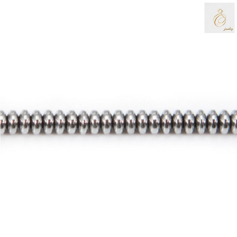 Hematite silver abacus beads 2x4mm with 1mm holes arranged on a 39-40cm strand, perfect for jewelry making and crafting projects