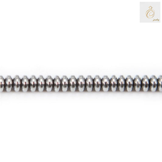 Hematite silver abacus beads 2x4mm with 1mm holes arranged on a 39-40cm strand, perfect for jewelry making and crafting projects