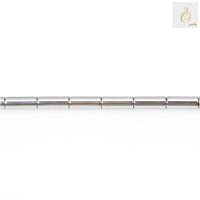 Premium hematite silver cylinder beads 3x9mm with 0.8mm hole, 39-40cm strand of lustrous metallic silver gemstone beads for jewelry making