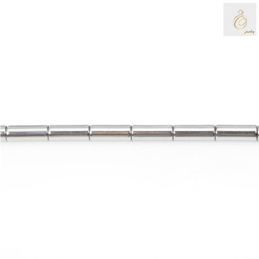 Premium hematite silver cylinder beads 3x9mm with 0.8mm hole, 39-40cm strand of lustrous metallic silver gemstone beads for jewelry making