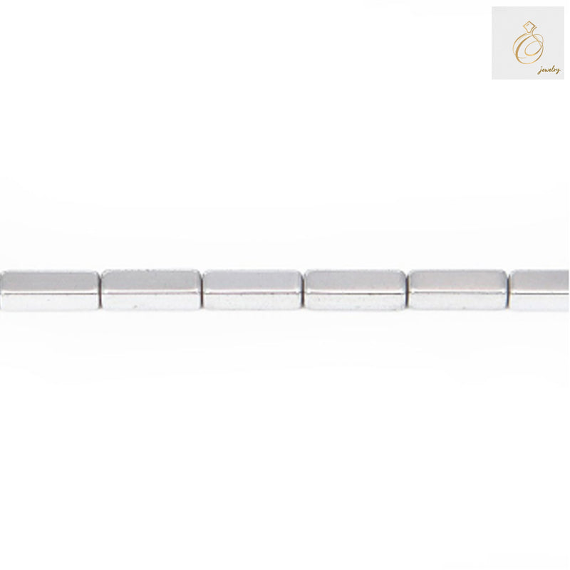 Hematite silver rectangle beads 3x9mm with 0.8mm hole, 39-40cm strand of premium gemstone beads with metallic finish
