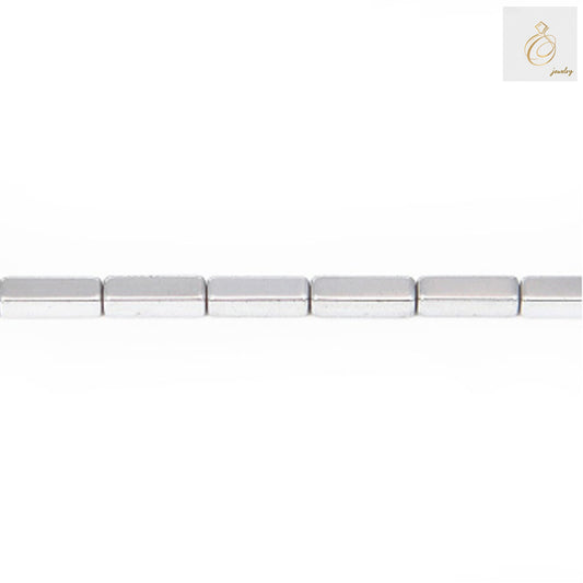 Hematite silver rectangle beads 3x9mm with 0.8mm hole, 39-40cm strand of premium gemstone beads with metallic finish
